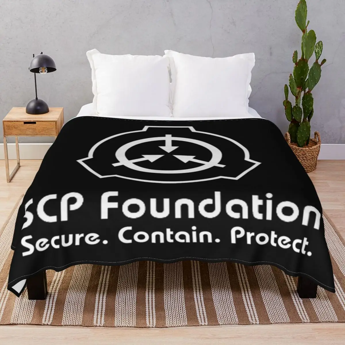 SCP Secure Contain Protect Black Blanket Flannel Textile Decor Ultra-Soft Throw Blankets for Bedding Home Couch Travel Cinema
