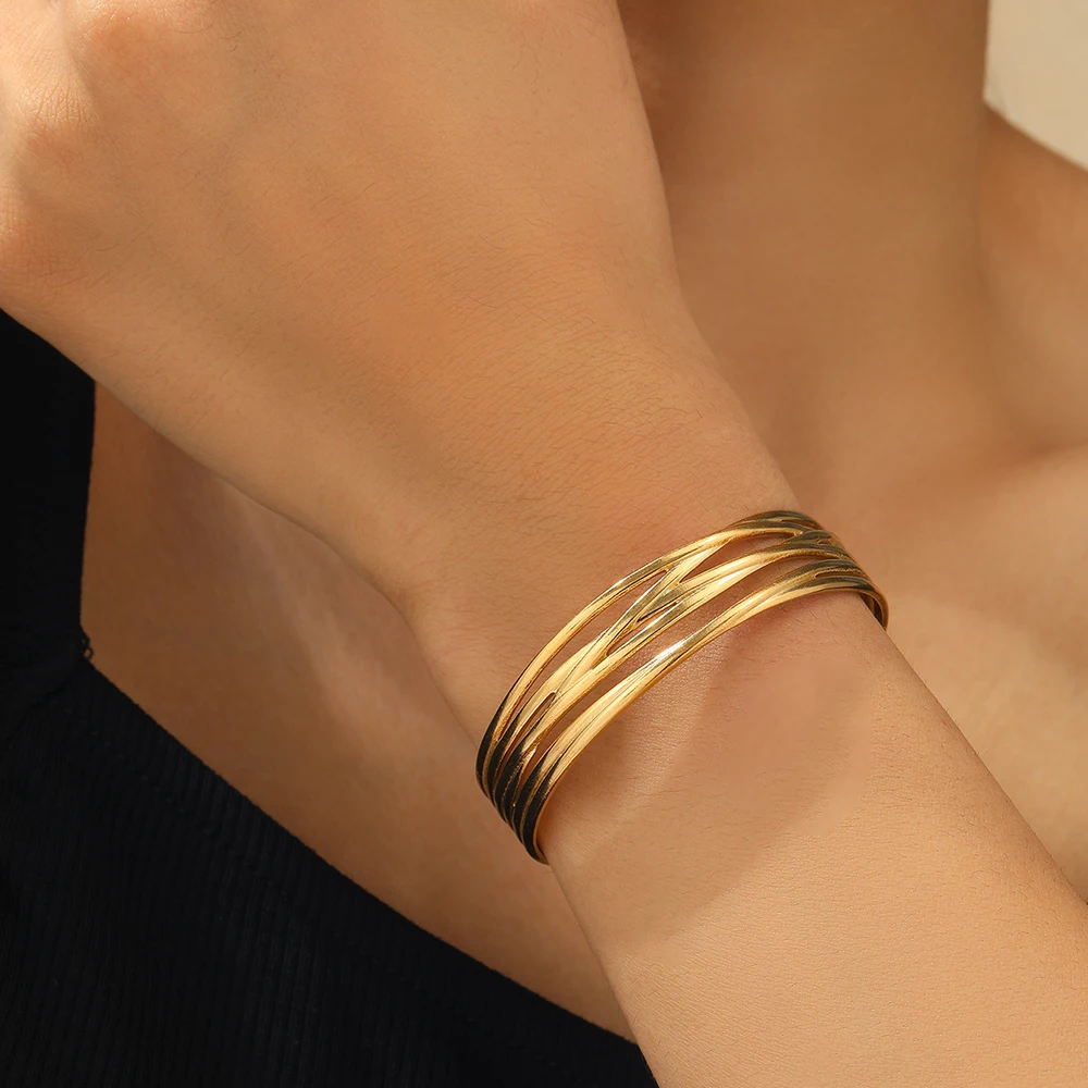 Браслет из нержавеющей стали в европейском и американском стиле многослойный