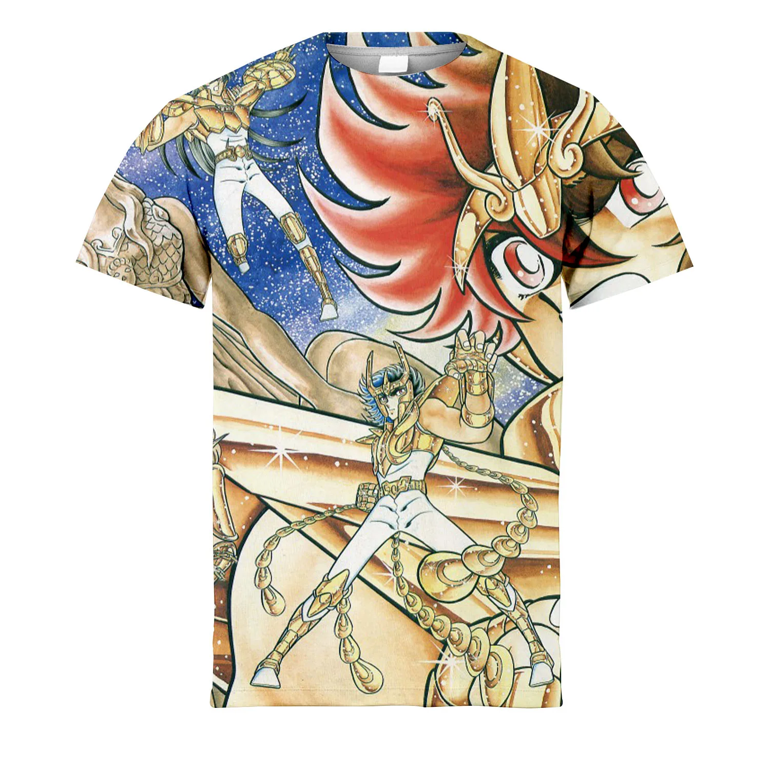 

Summer 2023 New Anime Saint Fighter Men's And Women's T-shirt Men's Trend Children's Short-sleeved T-shirt
