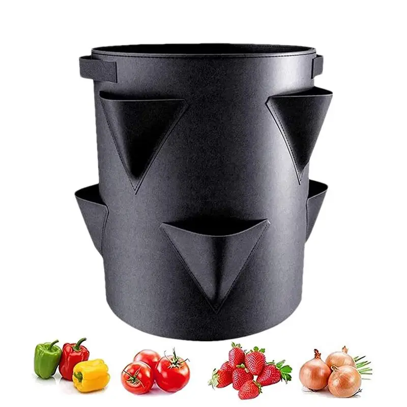 

Strawberry Pots And Planters With 6 Side Grow Pocket Planters Garden Strawberry Outdoor Plant Bag Planting Pots Portable