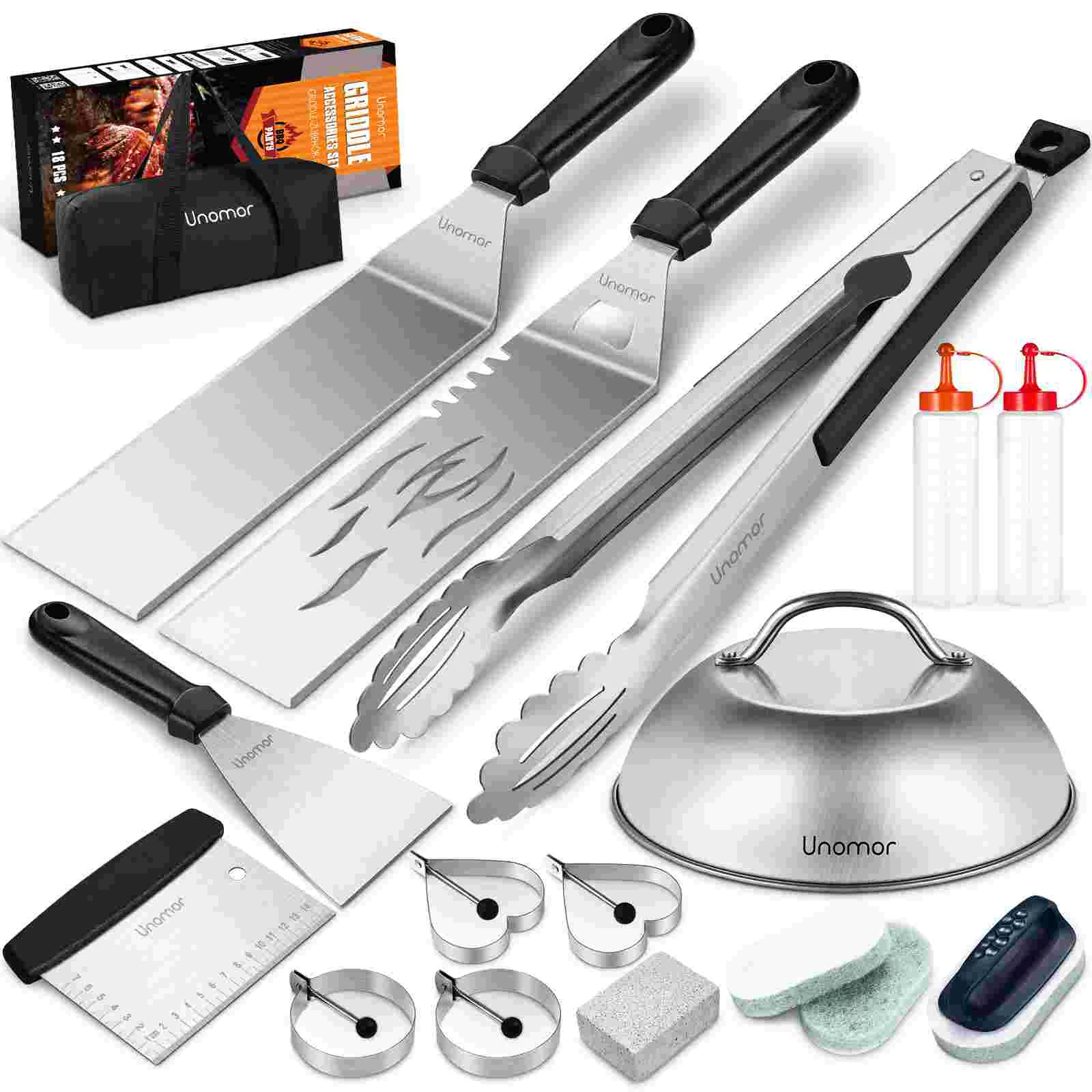 

Stainless Steel Griddle Tools Grill Spatula Set Griddle Tools with Carry Griddle Accessories Set Griddle Cleaning Kit