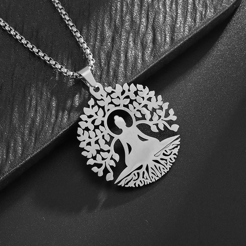 Модная полая резная статуя Будды из нержавеющей стали Древо жизни круглая