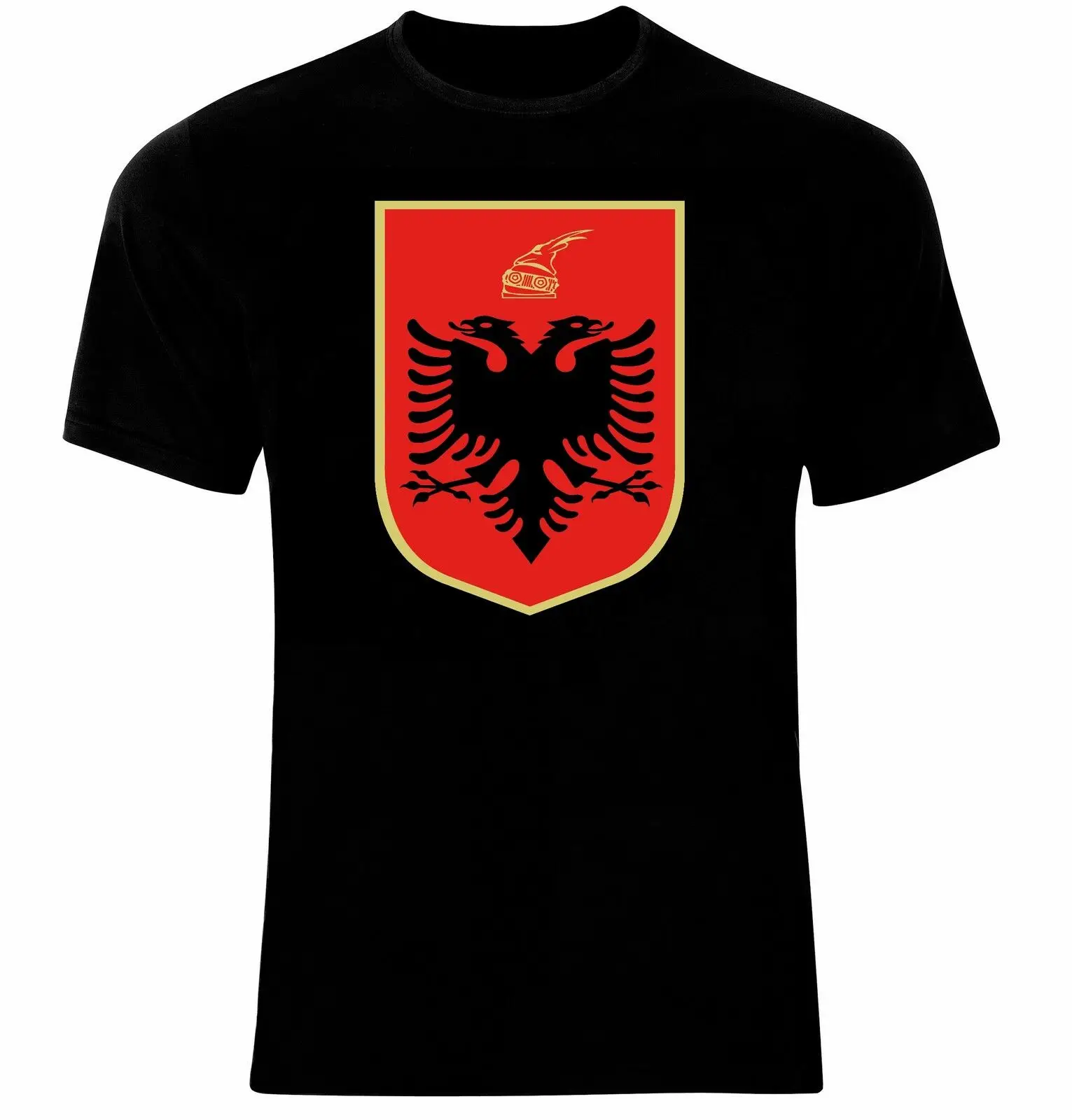 

Coat of Arms of The Albania Albanian Arms Flag T-Shirt. Summer Cotton Short Sleeve O-Neck Mens T Shirt New S-3XL