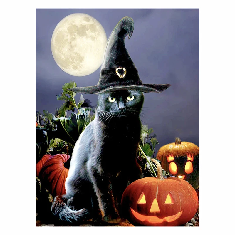 

HOMHOL 5D алмазная вышивка «сделай сам» рисунок тыквы Кот Алмазная вышивка картина полностью Алмазная мозаика домашний Декор подарок