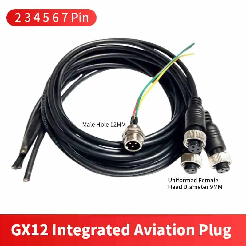 GX12 Встроенная авиационная розетка с проводом 2 3 4 5 6 7-контактный