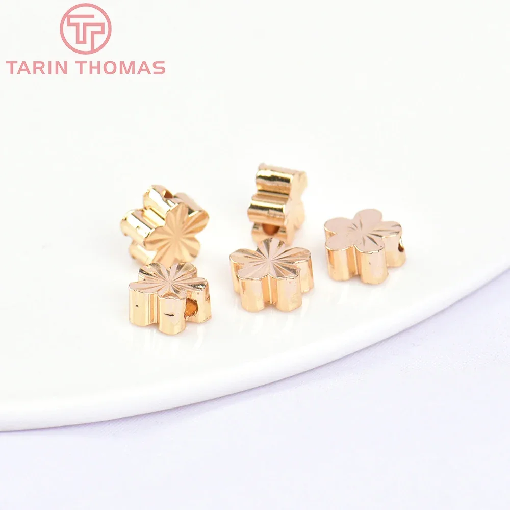 (5728) 20 шт. 6x3 мм 24-каратного золотого цвета латунные бусины-разделители в форме