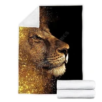 gold lion soft and warm blanket premium fleece blanket 3d all over printed sherpa blanket on bed home textiles christmas blanket