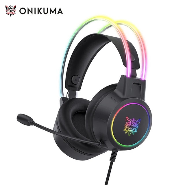 ONIKUMA RGB Headset Gamer PC PS4 Gaming Headphones with HD Flexible Mic 3.5mm Headphone for Xbox PS5 Switch Computer Games