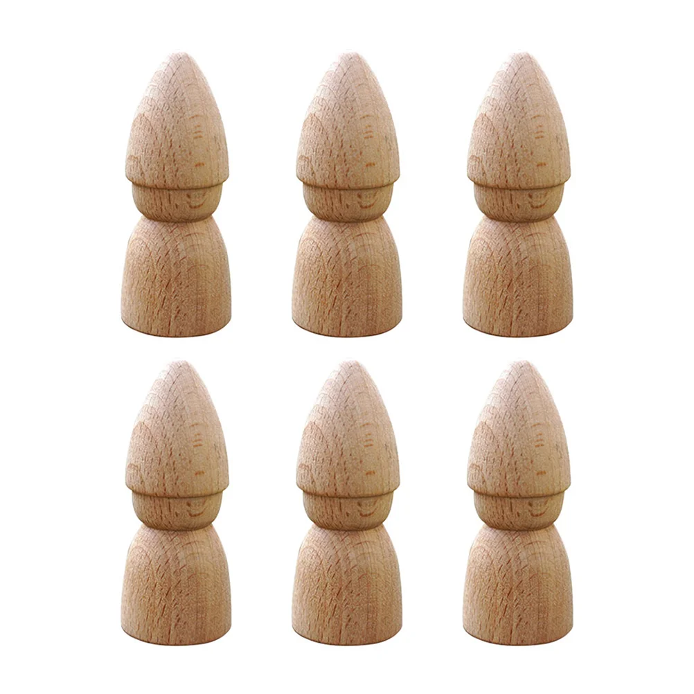 

6 Pcs Kids DIY Dolls Pegs Wooden Figure Doll Pegs Graffiti Painting Puppet Toys