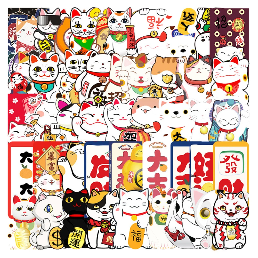 10/30/50 Шт. Водонепроницаемые Наклейки В Стиле Граффити DIY Kawaii Cat Maneki Neko Luck