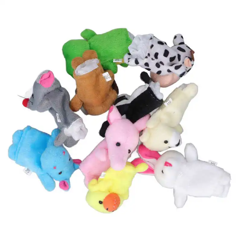 10pcs Finger Puppets Short Plush Cute Cartoon Animal Finger Puppet Tell Story Cloth Doll Educational Toys For Children Kids