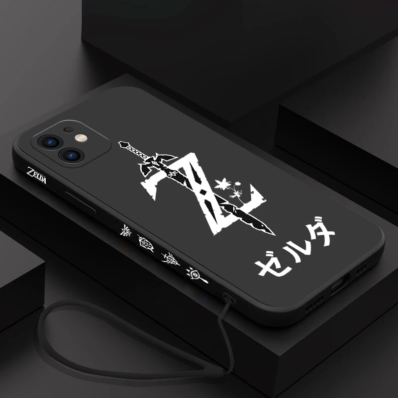 Game The Legend of Zeldas Phone Case For iPhone 14 13 12 11 Pro Max Mini X XR XS MAX SE20 8 7 Plus Silicone Case with Hand Strap