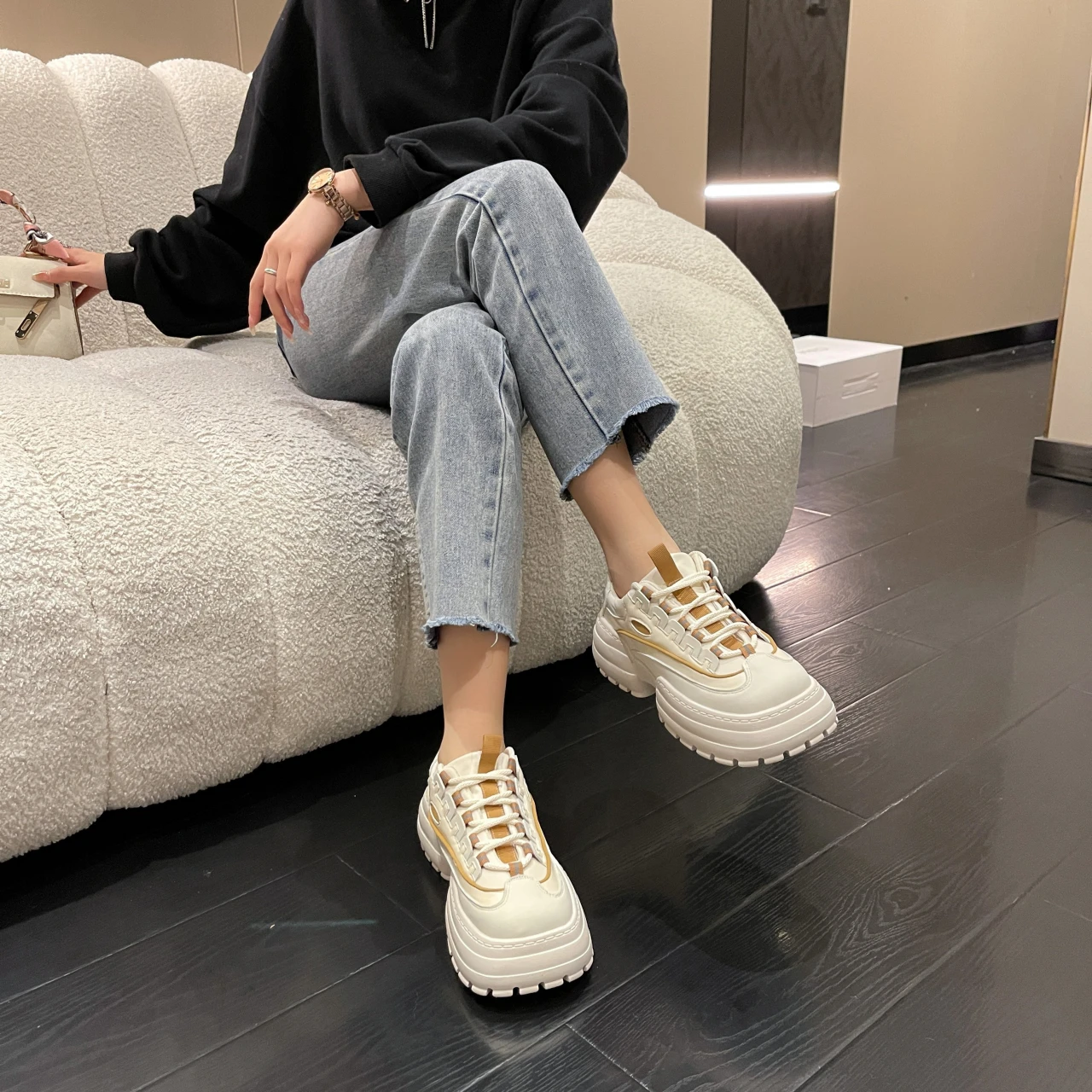 

Женские кроссовки на массивной подошве, кроссовки на платформе, повседневная обувь для улицы, 2022