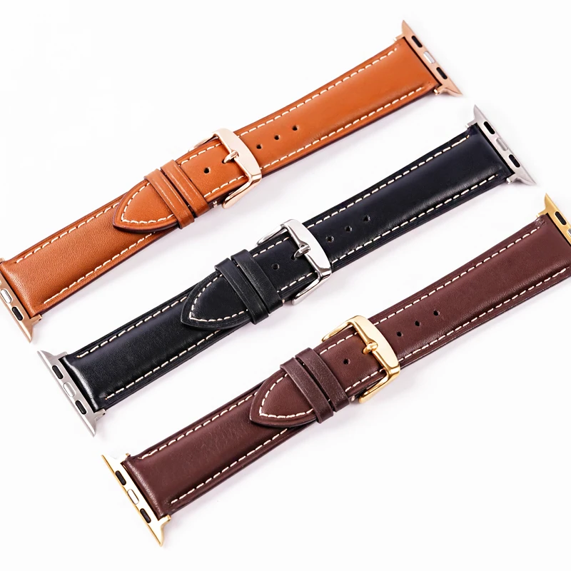 Professional High Quality  Genuine Leather 42mm 38mm 44mm 40mm Watch Band Suitable for Apple Watch Series 2 3 4 5 iWatch Strap