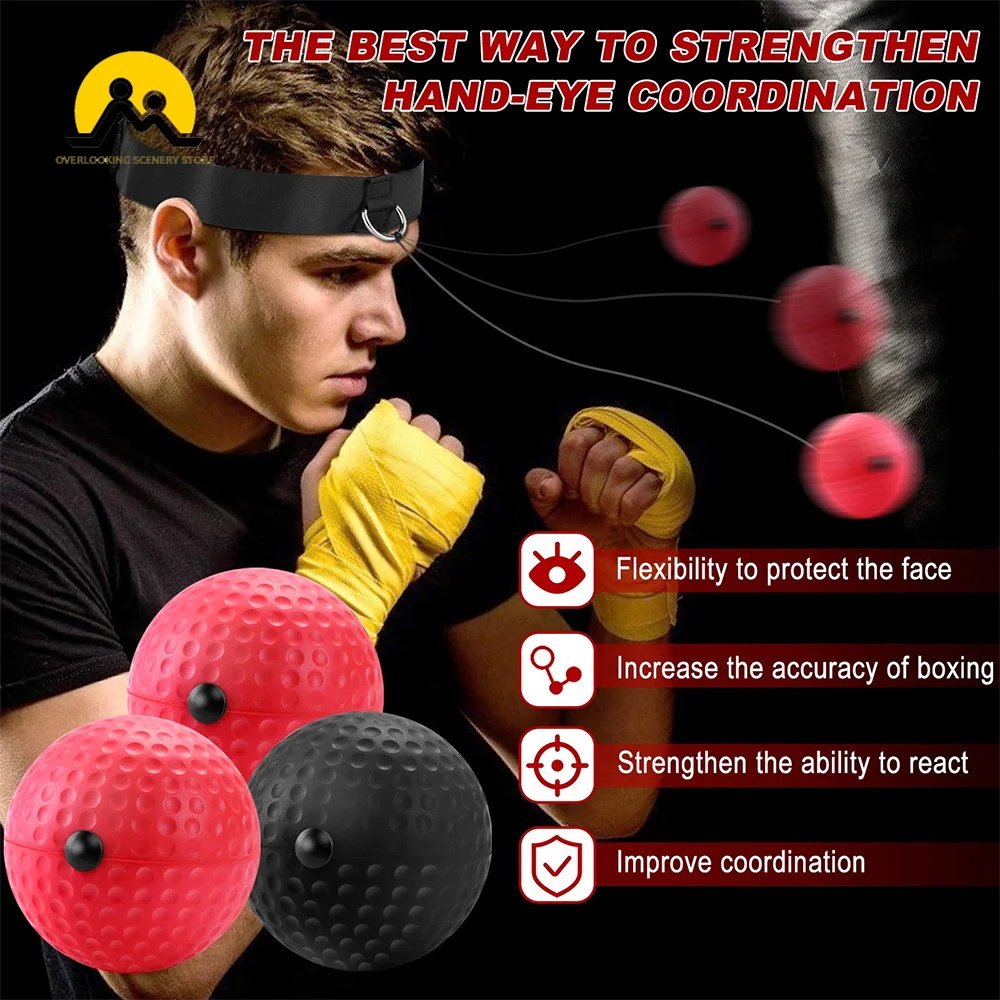 

Boxing Reflex Ball Head Band Fighting Speed Training Punch Ball Sanda Boxer Hand Eye Training Set For Gym Muay Thai Exercise