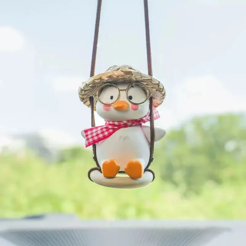 

Swing Duck Car Interior Charm Pendant Ornament Car Aroma Rearview Mirror Hanging Car Decoration Supplies Women