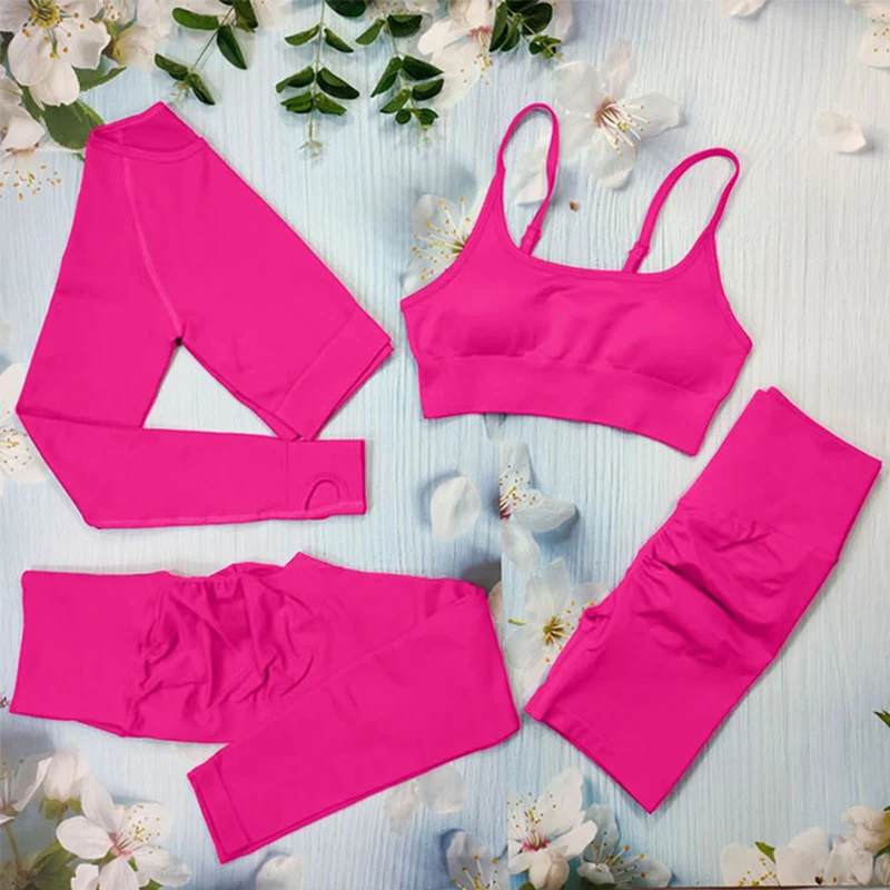 Женский спортивный костюм бесшовный комплект для йоги фитнеса короткий топ с