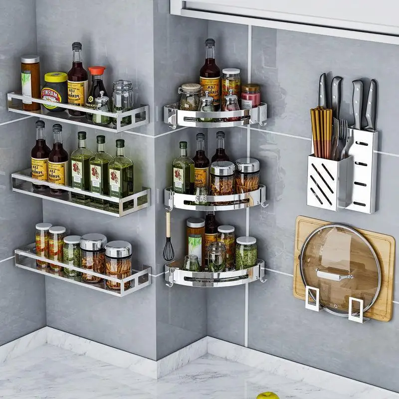 ścienny na przyprawy do kuchni montowany ścianie bez dziurkowania przechowywania przypraw łazienkowych narożny trójkąt Amazon