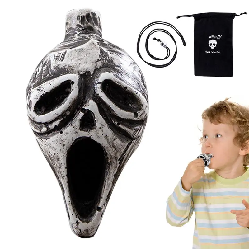Aztec Death Whistle Halloween Screaming Instrument Skull Retro Loudest with Human Sounding Screams