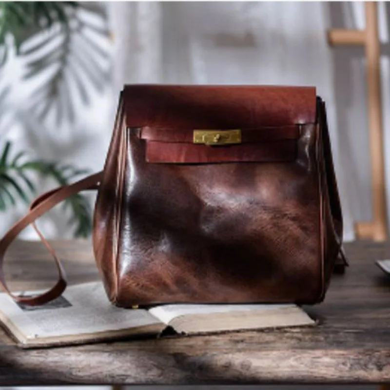 Genuine Leather Backpack For Women Stylish Anti-theft Female Travel Backpacks School Casual Ladies Small Back Bag Free Shipping