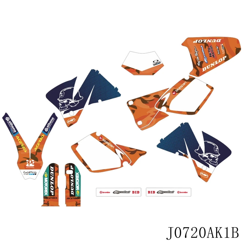 

Full Graphics Decals Stickers Custom Number Name For KTM EXC 125 200 250 300 380 400 520 1998 1999 2000 2003