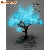 ruopoty diy pictures by number blue tree kits home decor painting by numbers landscape drawing on canvas handpainted art gift