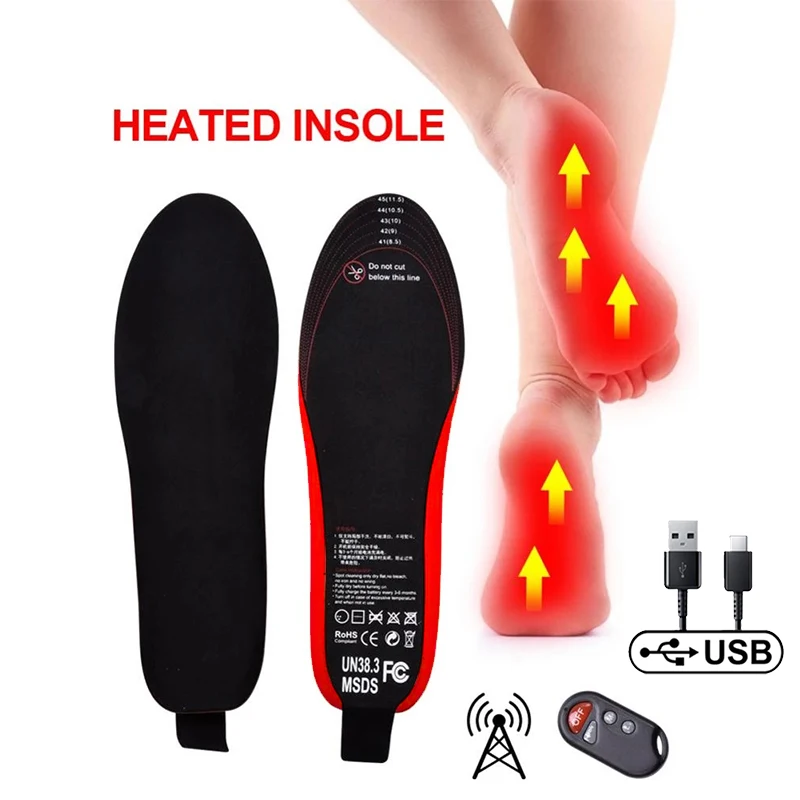 

Unisex Electric Heated Shoe Insoles with Remote Control Feet Warm Sock Pad Mat Electrically Heating Insoles Electric Heater Pads