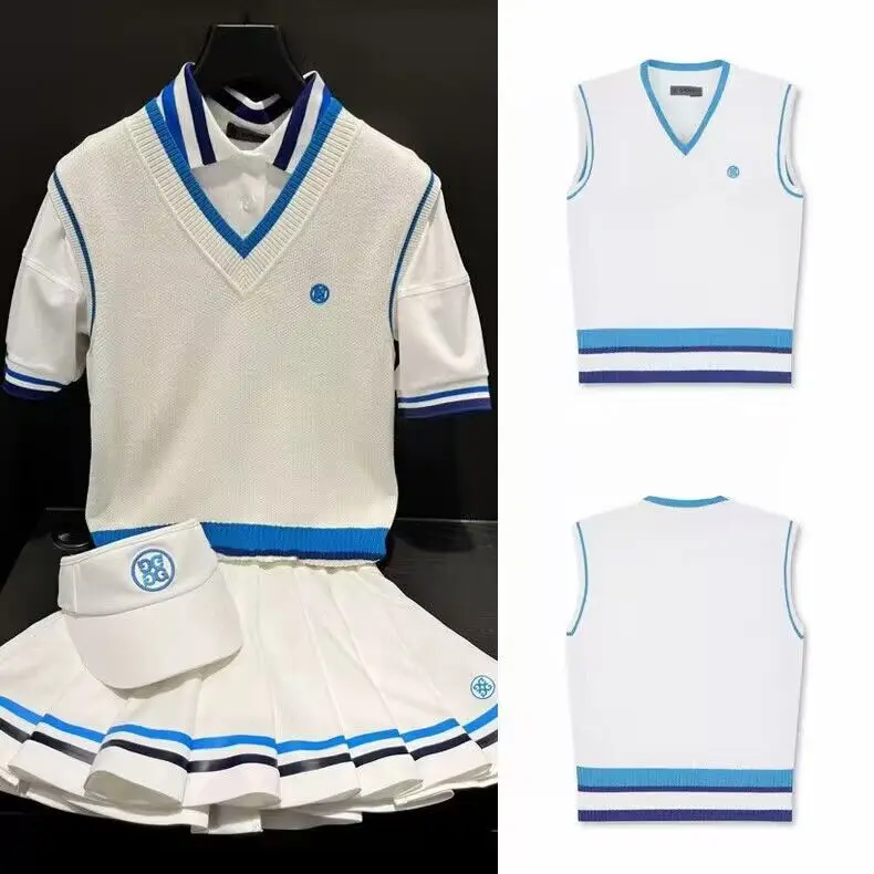 

Golf dress 23 early fall women's logo V-neck matching all knitted waistcoat