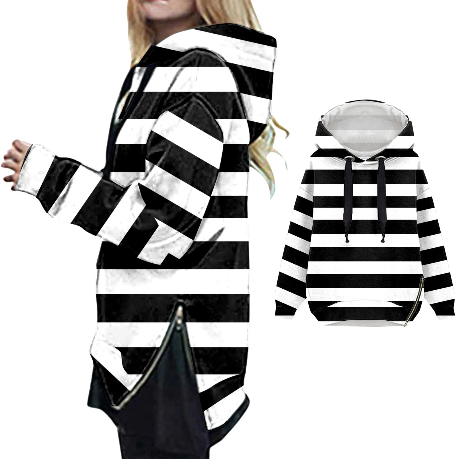 

Fashion Sweatshirt For Women Zipper Open Hoodies Coat Fall Winter Warm Pockets Drawstring Thin Hooded Jackets Pullover Female
