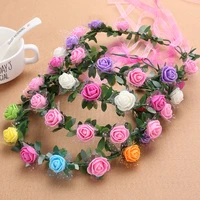 rose carnations peony flower halo bridal floral crown hair band wreath mint head wreath party wedding headpiece bridesmaid