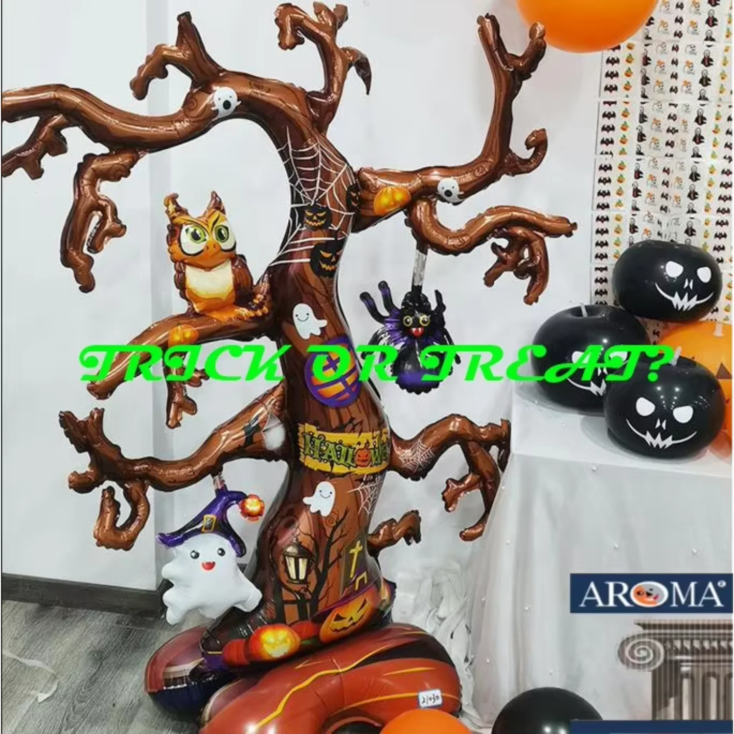 Хэллоуинская декор-фольга 3D-бальлоун с базовым дождем со спицами на дереве