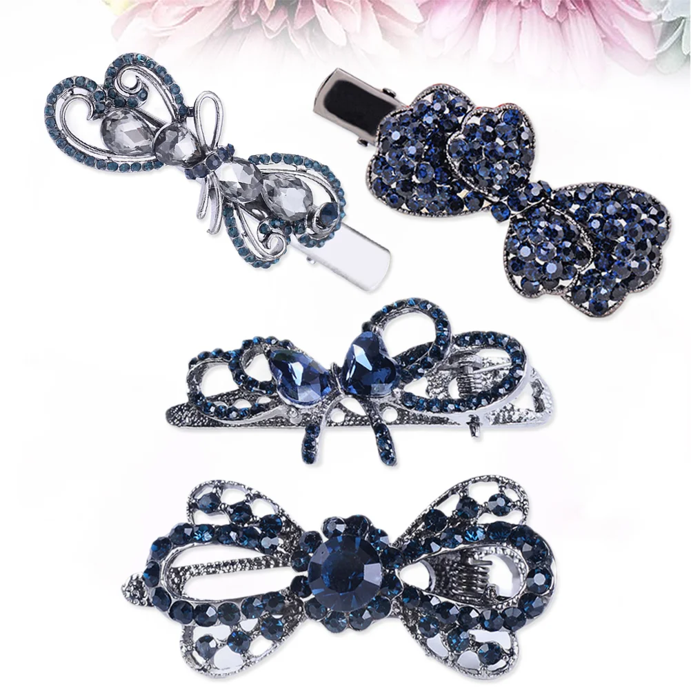 

4 Costume Hair Bands Hair Barrettes Clips Rhinestone Hair Bows Hair Clips Clip