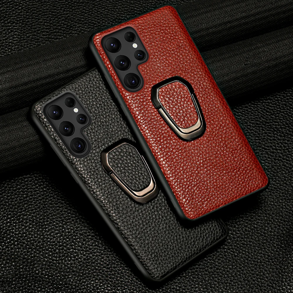 

Чехол из натуральной зернистой кожи личи для Samsung Galaxy S22 Ultra S20 S21 FE S9 S10 S22 Plus Note 20 10 Plus A52S A52 A51 A53