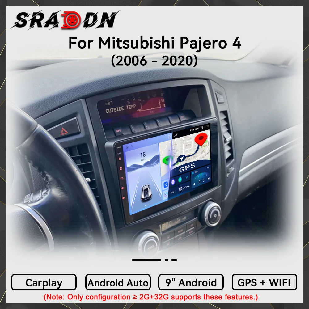 Фото Автомагнитола Android для Mitsubishi Pajero 4 2006 2007 2008 2009 2010 2011 2012 2013 2014 2015 2016 - 2020 годов выпуска. GPS-навигация, CarPlay, экран, автостерео. №1
