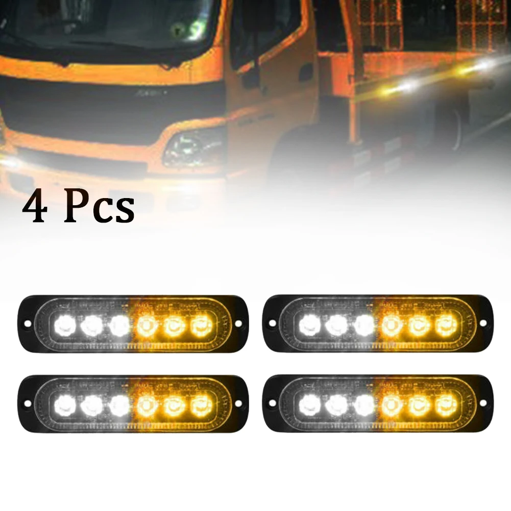 

4PCS 12-24V Highlight Single Row 6LED Truck Warning Light Motorcycle Pickup Modified Decorative Flashing Light Strobe Light