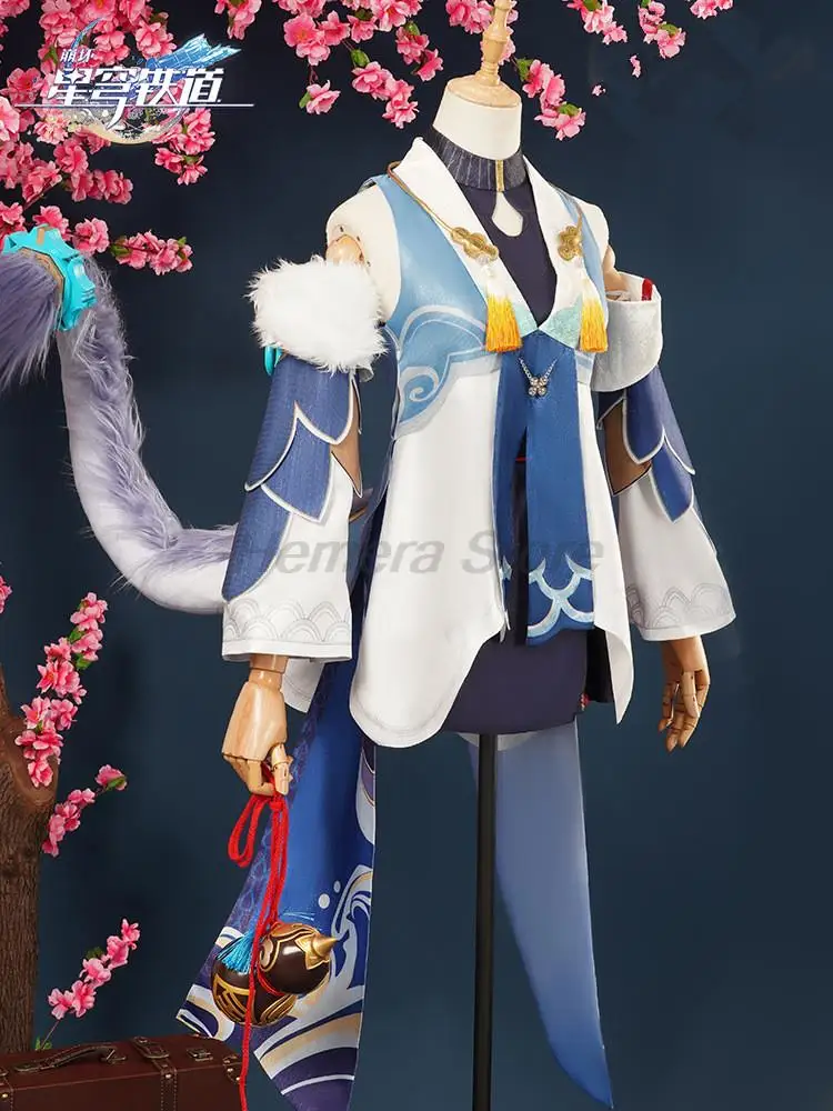 

Honkai: Star Rail Cosplay Costume Game Honkai Bailu Cosplay Costume Long Purple Wig Cute Suit Dual Horsetail Hair Halloween Gift