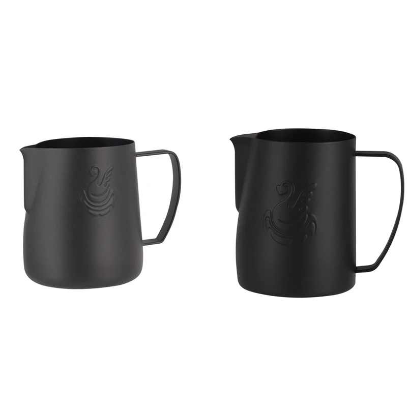 

HOT-Stainless Steel Black Coffee Cup Milk Frothing Cup Cream Frother Espresso Frothing Pitcher Jug Latte Art Accessory