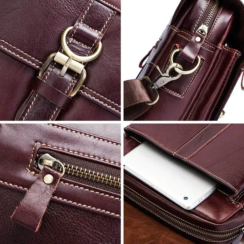 Fashion Shoulder Bag Vintage Casual Men's First Layer Cowhide Flap Crossbody Bag Men's Real-Leather Bag