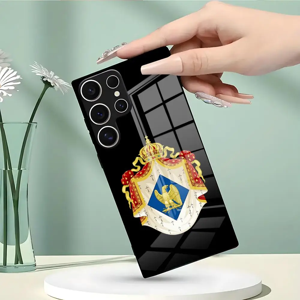 Фото Чехол для телефона с гербом Наполеона для Samsung S26 S25 Edge S24 S23 S22 Ultra Plus Fe A57 A37 A17 A56 5G, стеклянная крышка №3