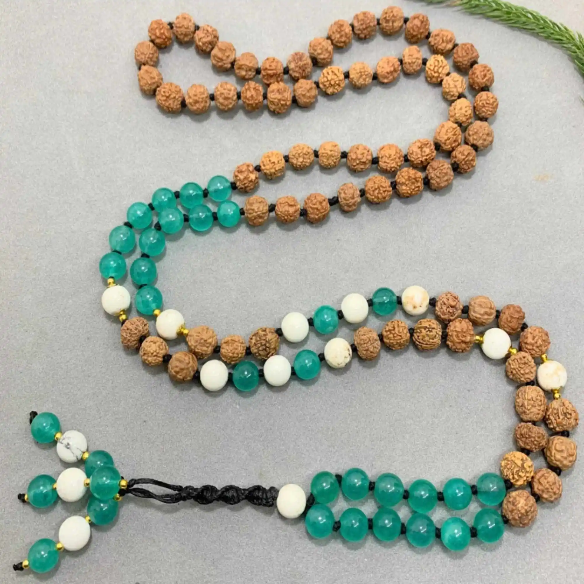 

8mm Natural knot Rudraksha Howlite gemstone beads necklace Yoga Diy Easter Emotional Meditation Gift Seven Chakras Taseel Lucky