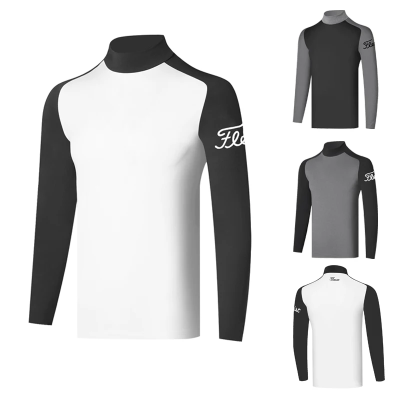 

Spring Autumn Golf Clothing Men's Round Neck Breathable Sunscreen Top Fashion Slim Long Sleeve Vest Golf Sportswear