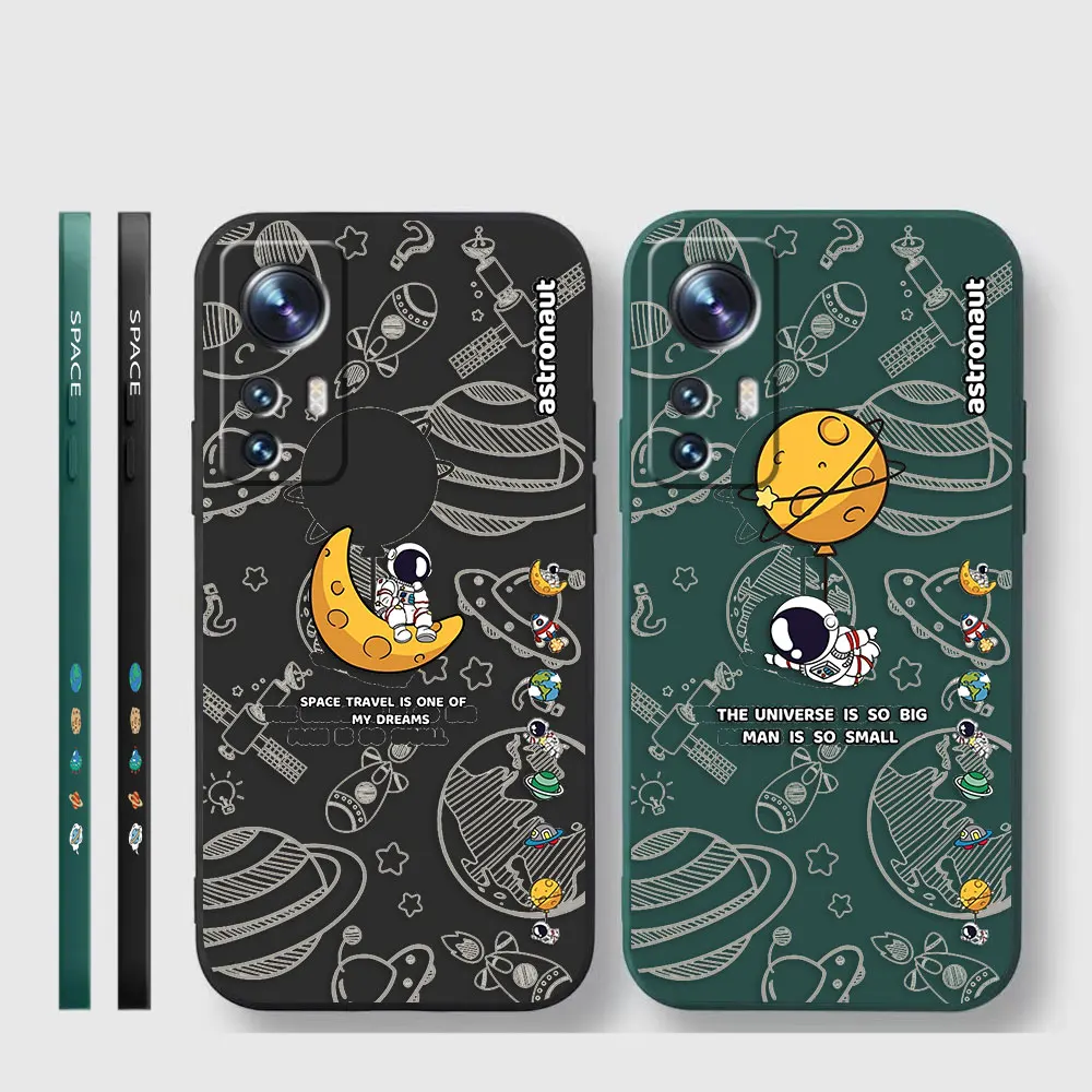 Phone Case For Xiaomi 13 12 12T 12S 11 11T 10S 9 8 Pro Ultra Lite Case Cover Funda Cqoue Shell Capa Cartoon Minimalist Astronaut