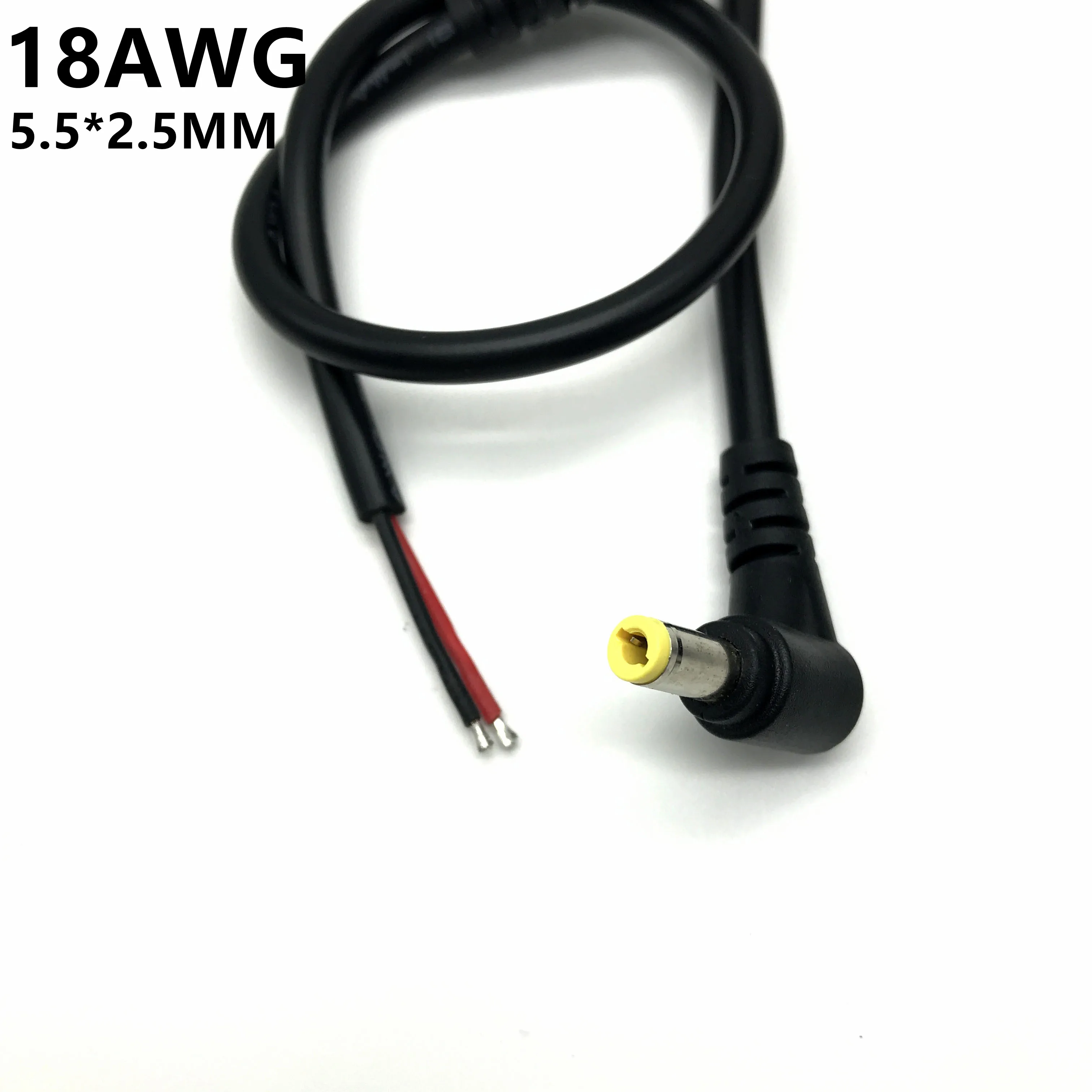 

18AWG 90 Degree Double Elbow DC Power 5.5 x 2.1mm / 2.5mm Male Plug T o single Cable Right Angled 10A high power 0.3M 0.5m 1m