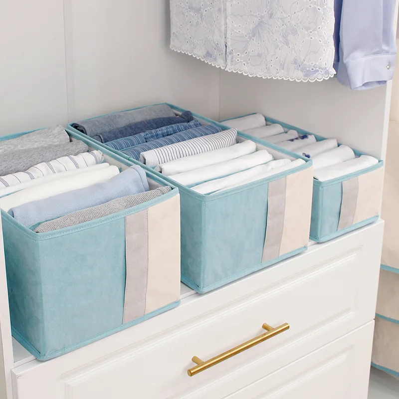 

Clothing Wardrobe Jeans Storage Boxes Closet Organizer T-shirt Storage Box Foldable Underwear Organizers Storage for Clothes