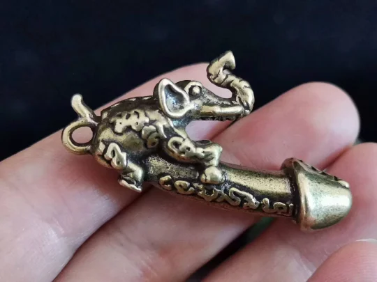 

get 2 Vintage solid fine brass funny pendant