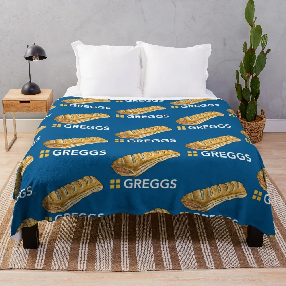 

GREGGS logo with Sausage Roll Throw Blanket blanket lace luxury throw blanket cute blanket