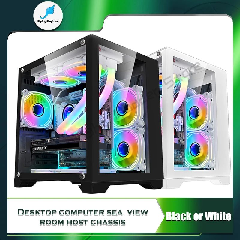 Desktop Computer Sea-view Room Host Box Mini Panoramic Side View E-Sports Water Cooling MOD PC Case