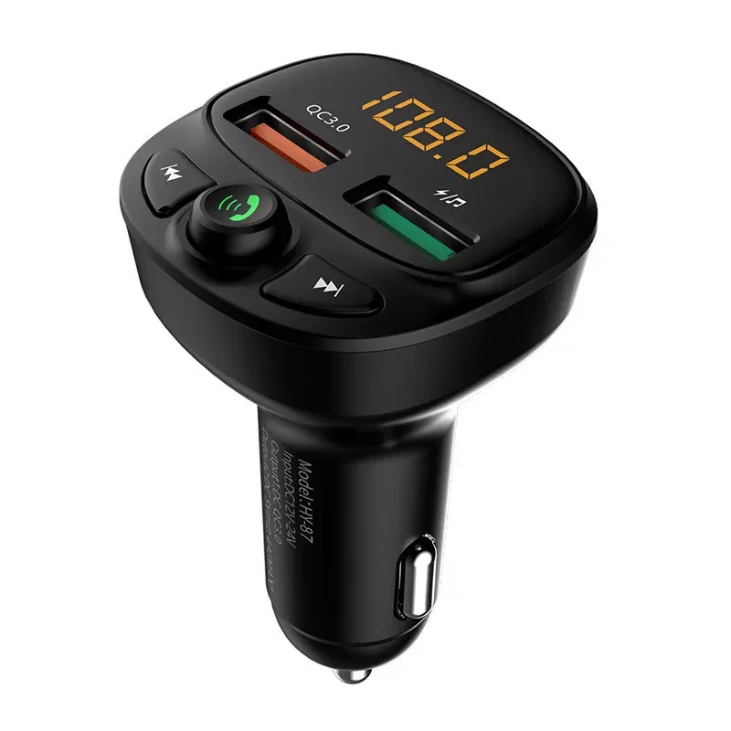 

QC 3.0 Dual USB Fast Charger Car Car Kit TF Card Adapter Handsfree Calling Bluetooth-compatible 5.0 Fm Transmitter MP3 Player