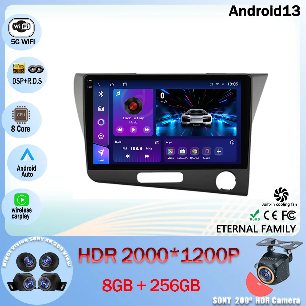 

Android 13 автомобильный радиоприемник, мультимедийный видеоплеер, навигация GPS для Honda CR-Z 1 CRZ LHD RHD 2010 - 2016 5G WIFI BT 4G LET CPU