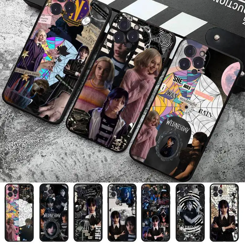 

W-Wednesday Addams Phone Case For iPhone 8 7 6 6S Plus X SE 2020 XR XS 14 11 12 13 Mini Pro Max Mobile Case